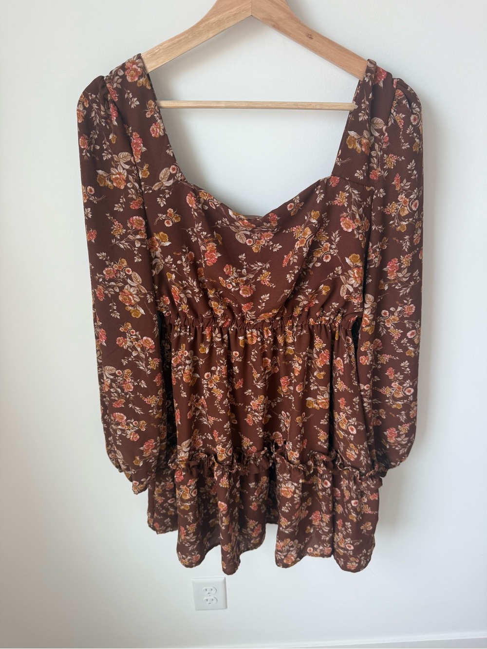 Altr’d State Brown Floral Long-Sleeve Women's Dress | M